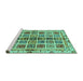 Sideview of Machine Washable Abstract Turquoise Modern Area Rugs, wshabs686turq