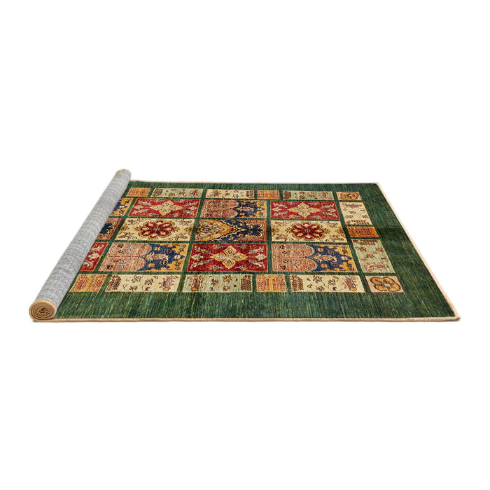 Sideview of Machine Washable Abstract Brass Green Rug, wshabs687