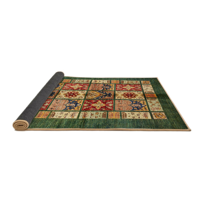 Sideview of Abstract Copper Green Modern Rug, abs687