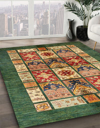 Abstract Copper Green Modern Rug, abs687