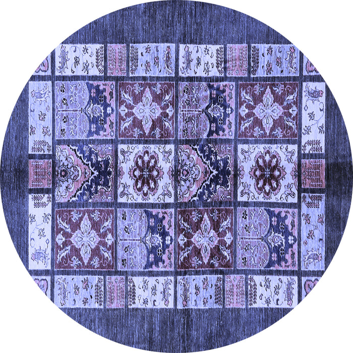 Round Abstract Blue Modern Rug, abs687blu