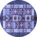 Round Abstract Blue Modern Rug, abs687blu