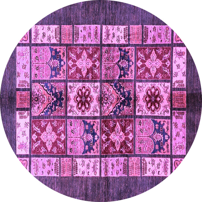Round Abstract Purple Modern Rug, abs687pur