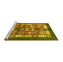 Sideview of Machine Washable Abstract Yellow Modern Rug, wshabs687yw