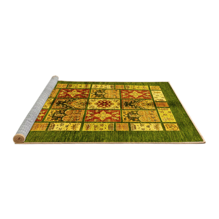 Sideview of Machine Washable Abstract Yellow Modern Rug, wshabs687yw