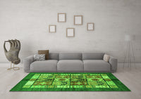 Machine Washable Abstract Green Modern Rug, wshabs687grn