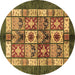 Round Machine Washable Abstract Brown Modern Rug, wshabs687brn