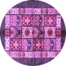 Round Machine Washable Abstract Purple Modern Area Rugs, wshabs687pur