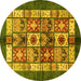 Round Abstract Yellow Modern Rug, abs687yw