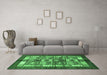 Machine Washable Abstract Emerald Green Modern Area Rugs in a Living Room,, wshabs687emgrn