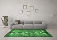 Machine Washable Abstract Emerald Green Modern Rug, wshabs687emgrn