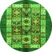 Round Machine Washable Abstract Green Modern Area Rugs, wshabs687grn