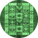 Round Abstract Emerald Green Modern Rug, abs687emgrn