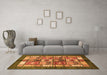 Machine Washable Abstract Orange Modern Area Rugs in a Living Room, wshabs687org