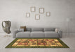 Machine Washable Abstract Brown Modern Rug in a Living Room,, wshabs687brn