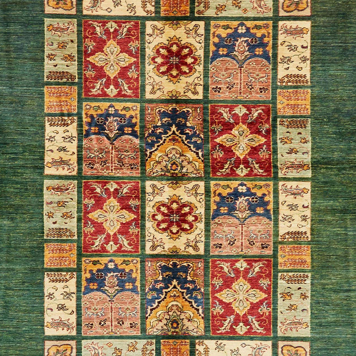 Machine Washable Abstract Brass Green Rug, wshabs687