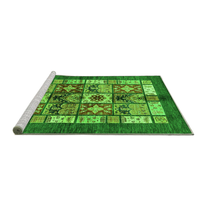 Sideview of Machine Washable Abstract Green Modern Area Rugs, wshabs687grn