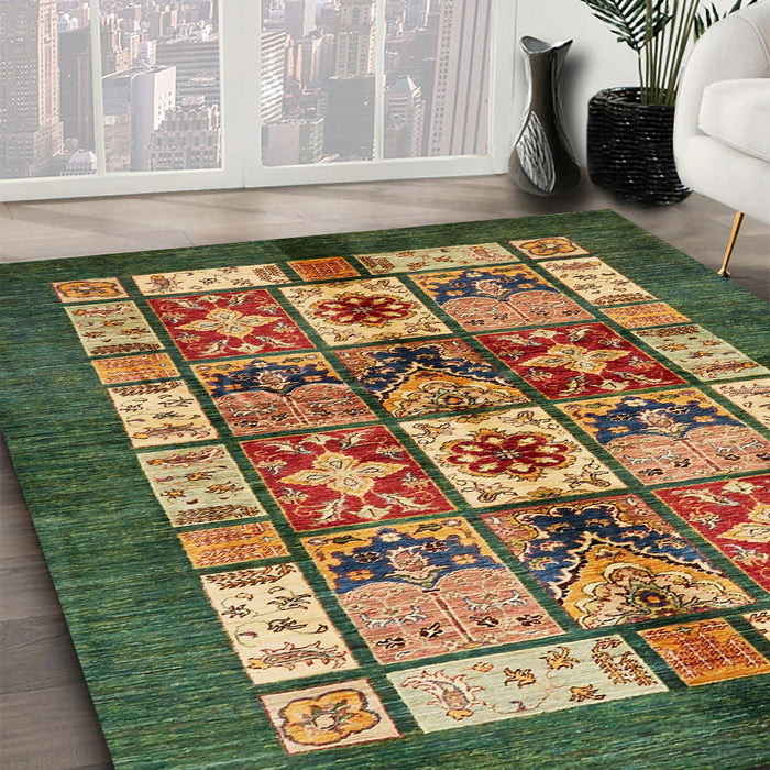 Machine Washable Abstract Brass Green Rug in a Family Room, wshabs687