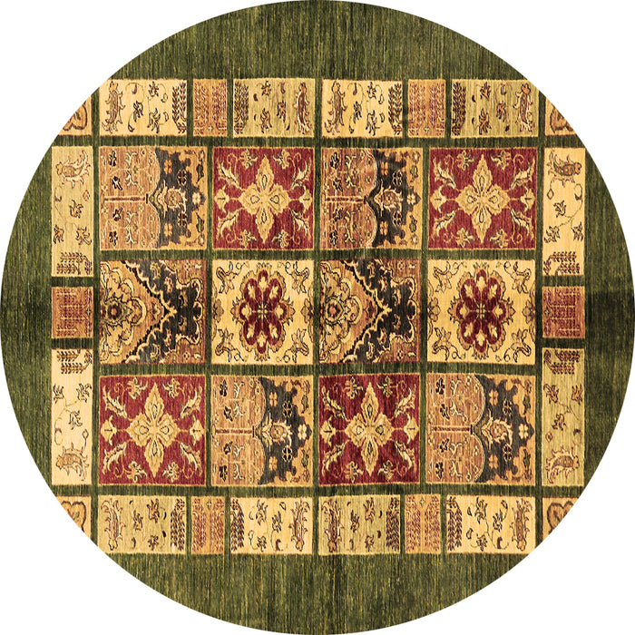Round Abstract Brown Modern Rug, abs687brn