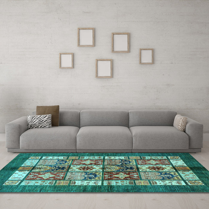Machine Washable Abstract Light Blue Modern Rug in a Living Room, wshabs687lblu