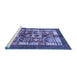 Sideview of Machine Washable Abstract Blue Modern Rug, wshabs687blu