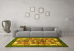 Machine Washable Abstract Yellow Modern Rug in a Living Room, wshabs687yw