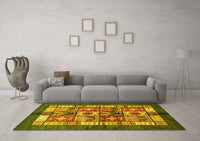 Machine Washable Abstract Yellow Modern Rug, wshabs687yw