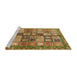 Sideview of Machine Washable Abstract Saddle Brown Rug, wshabs688