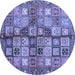 Round Machine Washable Abstract Blue Modern Rug, wshabs688blu