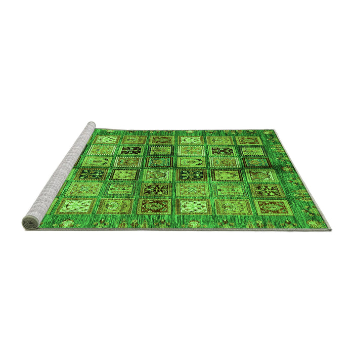 Sideview of Machine Washable Abstract Green Modern Area Rugs, wshabs688grn