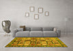 Machine Washable Abstract Yellow Modern Rug in a Living Room, wshabs688yw