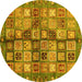 Round Abstract Yellow Modern Rug, abs688yw