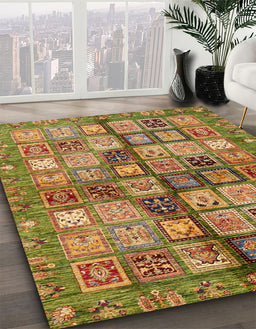 Abstract Saddle Brown Modern Rug in Family Room, abs688