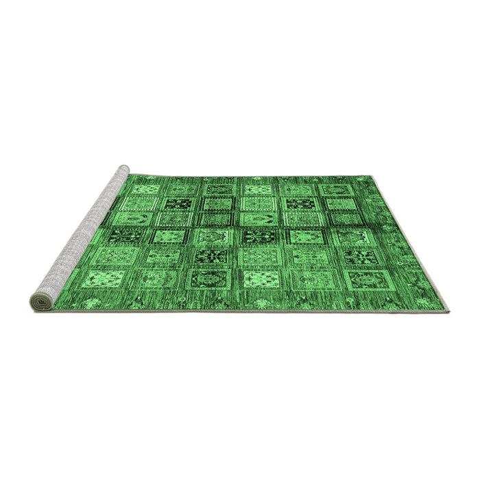Sideview of Machine Washable Abstract Emerald Green Modern Area Rugs, wshabs688emgrn