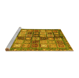 Sideview of Machine Washable Abstract Yellow Modern Rug, wshabs688yw