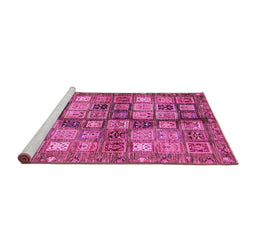 Sideview of Machine Washable Abstract Pink Modern Rug, wshabs688pnk