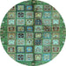 Round Abstract Light Blue Modern Rug, abs688lblu