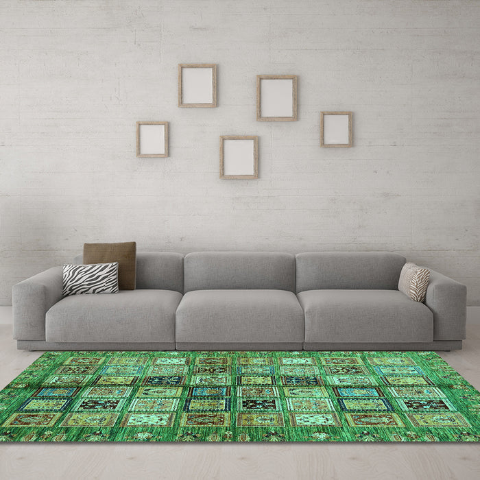 Machine Washable Abstract Turquoise Modern Area Rugs in a Living Room,, wshabs688turq