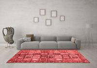 Machine Washable Abstract Red Modern Rug, wshabs688red