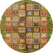 Round Abstract Saddle Brown Modern Rug, abs688