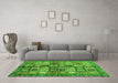 Machine Washable Abstract Green Modern Area Rugs in a Living Room,, wshabs688grn