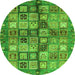 Round Abstract Green Modern Rug, abs688grn