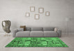 Machine Washable Abstract Emerald Green Modern Area Rugs in a Living Room,, wshabs688emgrn