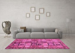 Machine Washable Abstract Pink Modern Rug in a Living Room, wshabs688pnk