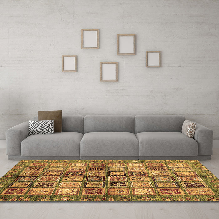 Machine Washable Abstract Brown Modern Rug in a Living Room,, wshabs688brn