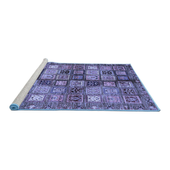 Sideview of Machine Washable Abstract Blue Modern Rug, wshabs688blu
