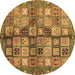 Round Machine Washable Abstract Brown Modern Rug, wshabs688brn