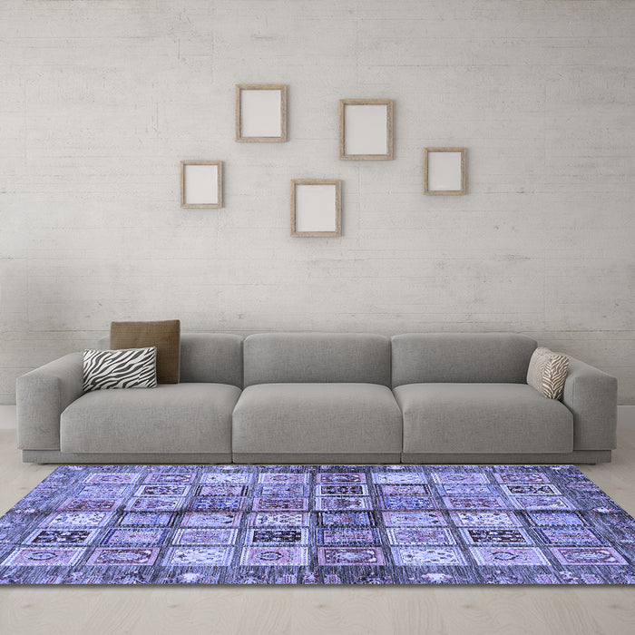 Machine Washable Abstract Blue Modern Rug in a Living Room, wshabs689blu