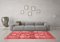 Machine Washable Abstract Red Modern Rug, wshabs689red