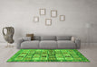 Machine Washable Abstract Green Modern Area Rugs in a Living Room,, wshabs689grn